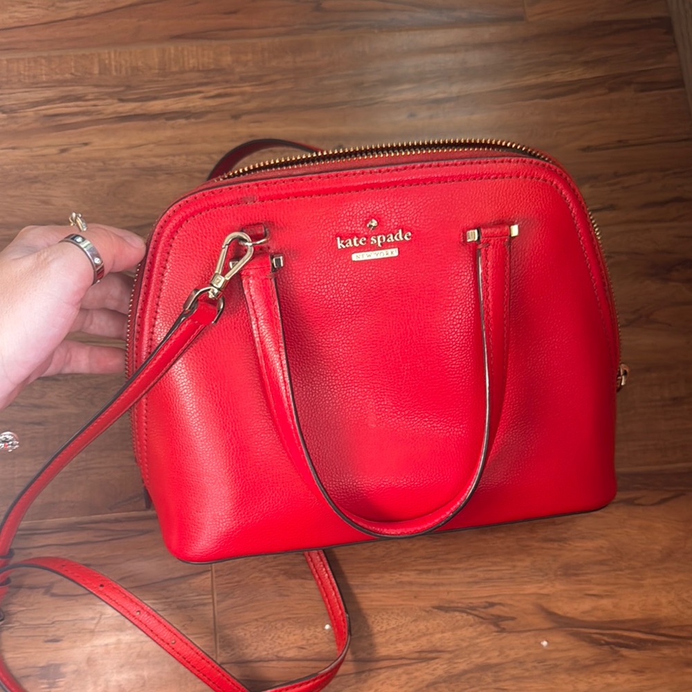 Kate Spade Red Crossbody Bag with Gold Hardware